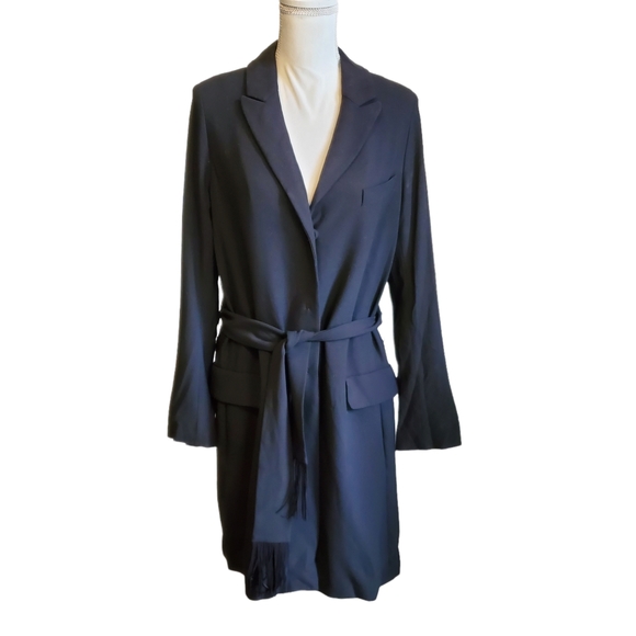 Annette Gortz Modern Hidden Butyon Belted Long Coat Jacket - Picture 3 of 8